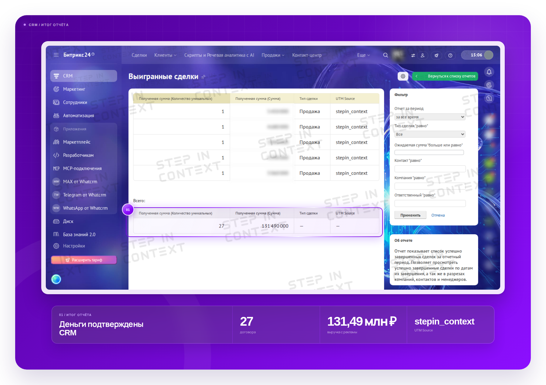 CRM - выручка (Amo/Bitrix) - реклама каркасных домов, 31.07.2025 - 30.07.2026